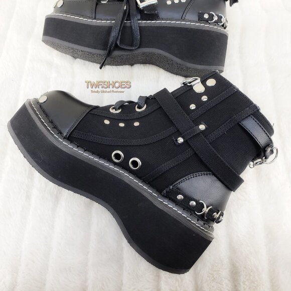 Emily Cut Out Platform Sandal Boots Goth Punk Ankle Boots - Picture 3 of 15